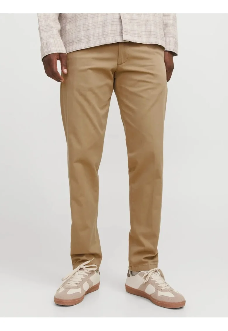 Pantaloni chino barbati, cu talie medie, Relaxed Fit, JPSTKANE BARRET, Bleumarin inchis, Maro