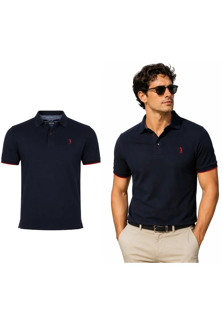 Tricou polo cu detaliu logo contrastant