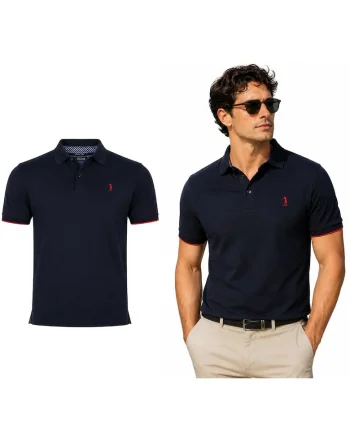 Tricou polo cu detaliu logo contrastant