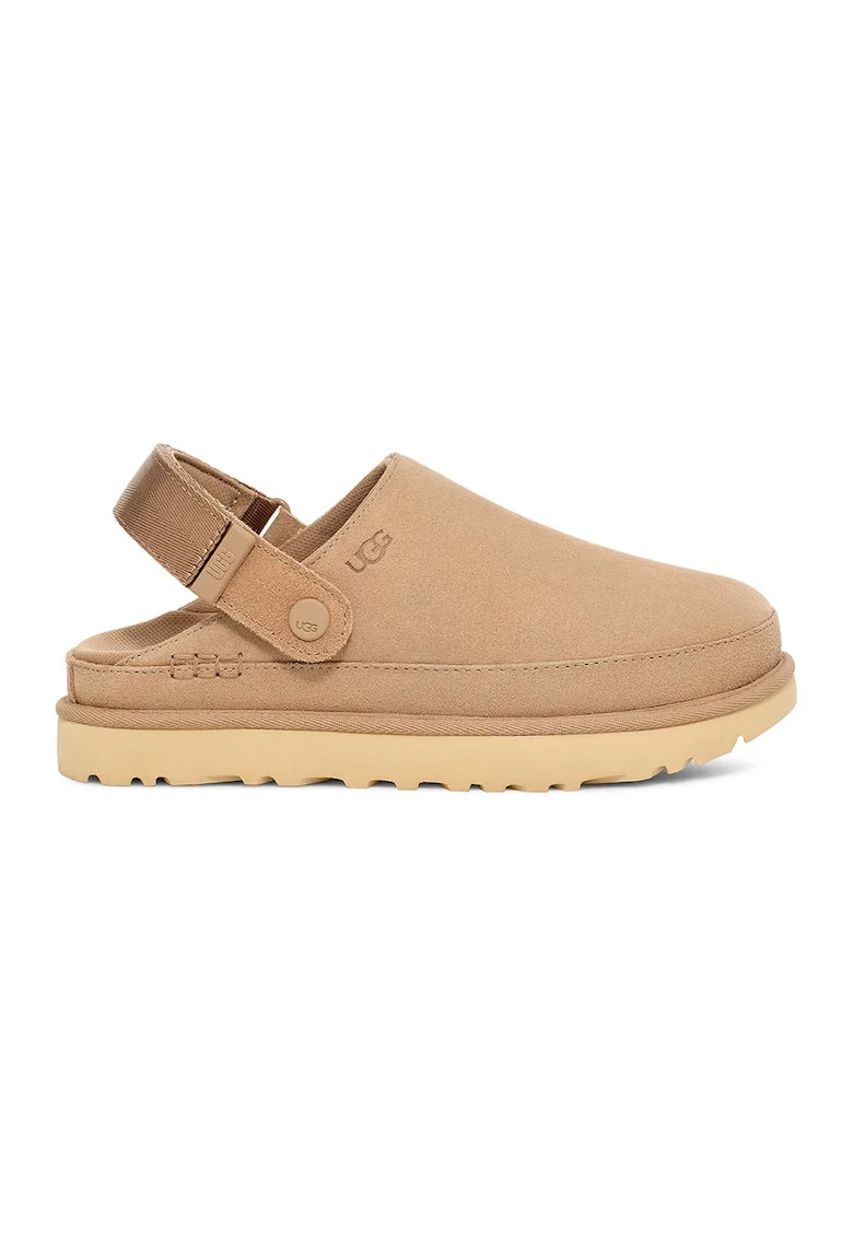 Saboti din piele intoarsa cu bareta slingback Goldenstar, Maro nisip