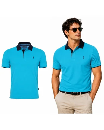 Tricou polo din material piqué cu detaliu logo brodat