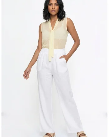 Bluza dama cu decolteu in V, fara maneci, croiala regular, lungime standard, legata - M1368, Galben