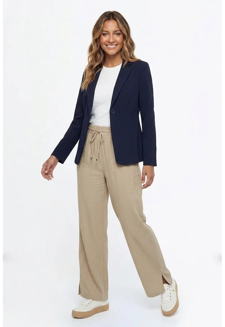 Sacou elegant, cambrat, lungime standard, maneca lunga, decolteu in V, cu nasturi si revere - M1339, Bleumarin