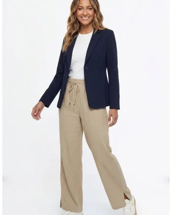 Sacou elegant, cambrat, lungime standard, maneca lunga, decolteu in V, cu nasturi si revere - M1339, Bleumarin