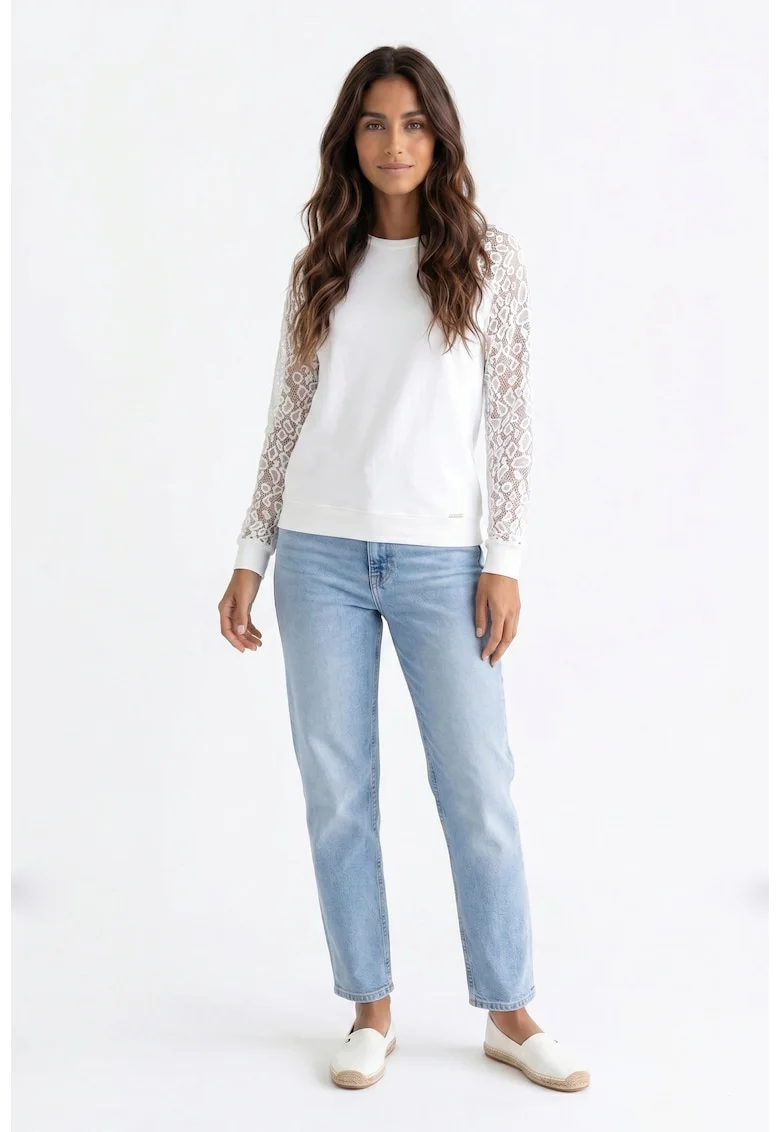 Bluza casual cu decolteu rotund, maneca lunga, croiala regular, lungime standard si material din bumbac - M1352