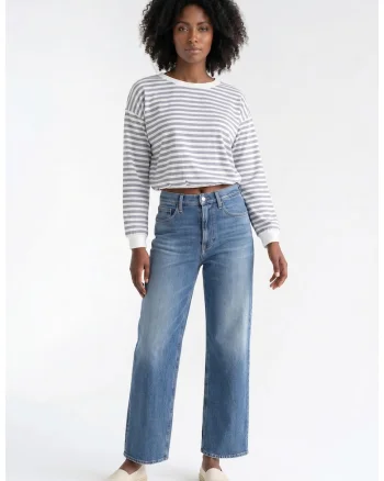 Bluza de zi cu zi cu decolteu rotund, maneca lunga, croiala regular, scurta, din bumbac - M1373, Gri