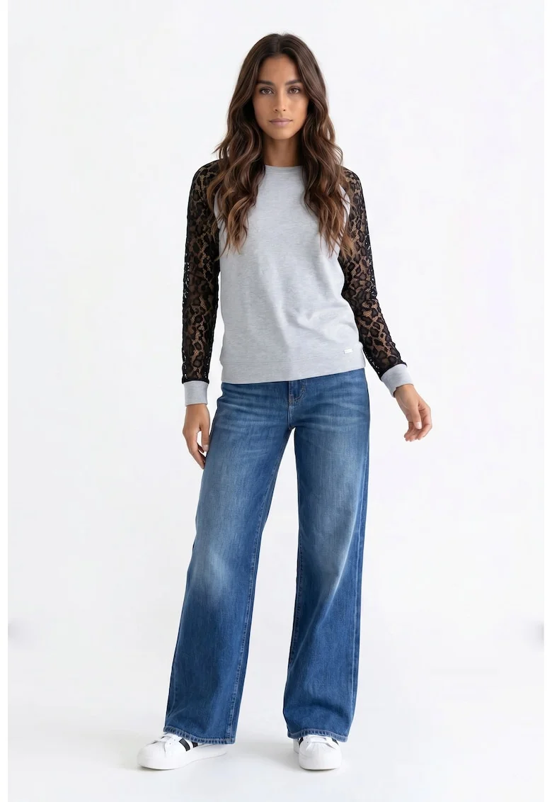 Bluza casual cu decolteu rotund, maneca lunga, croiala regular, lungime standard si material din bumbac - M1352