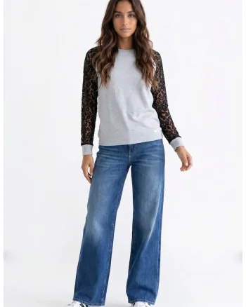 Bluza casual cu decolteu rotund, maneca lunga, croiala regular, lungime standard si material din bumbac - M1352
