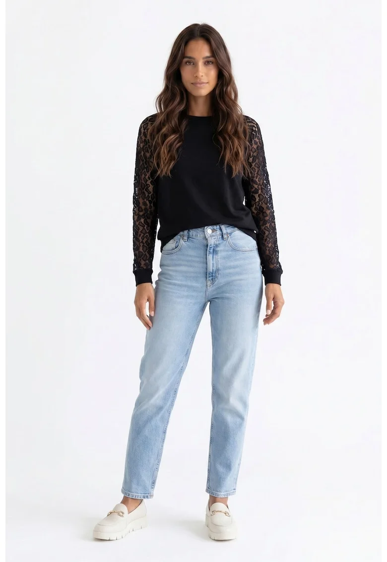 Bluza casual cu decolteu rotund, maneca lunga, croiala regular, lungime standard si material din bumbac - M1352