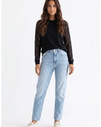 Bluza casual cu decolteu rotund, maneca lunga, croiala regular, lungime standard si material din bumbac - M1352
