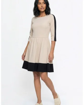 Rochie casual midi cu decolteu barcuta, maneca 3/4, croiala regular si inchidere la spate - M1337, negru, Negru