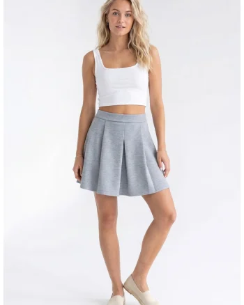 Fusta mini eleganta, croiala evazata, talie inalta, inchidere cu fermoar, poliester, pentru toate anotimpurile - M1342, Gri