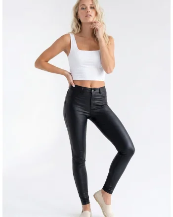 Pantaloni casual pentru femei, croi ajustat, lungime standard, cu nasturi si buzunare, din vascoza - M1343, Negru