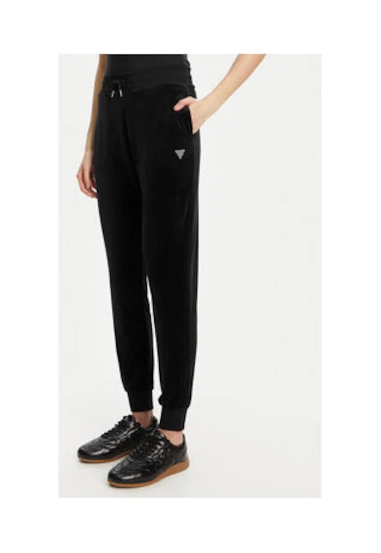 Pantaloni cu model uni si banda cu snur