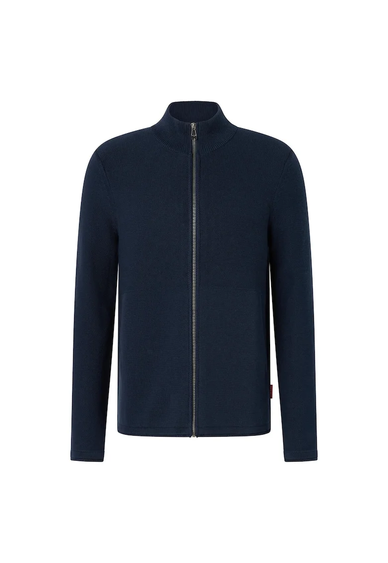 Cardigan de bumbac cu fermoar, Albastru inchis