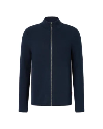 Cardigan de bumbac cu fermoar, Albastru inchis