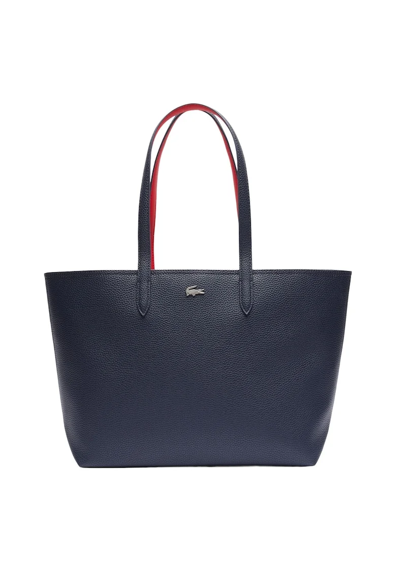 Geanta shopper din piele ecologica Anna Petit, Rosu/Albastru inchis