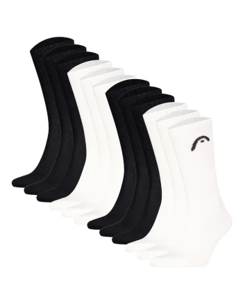 Set de 12 perechi de sosete lungi unisex pentru antrenament All Sport, Alb/Negru
