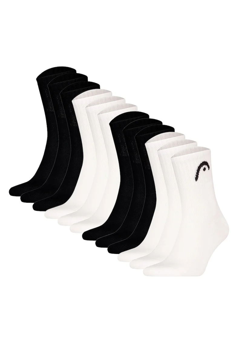 Set de 12 perechi de sosete scurte unisex All Sports, Negru stins/Alb optic