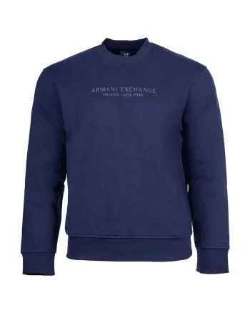 Bluza de trening cu imprimeu logo si decolteu la baza gatului, Bleumarin