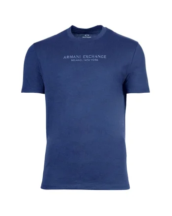 Tricou cu decolteu la baza gatului si logo, Bleumarin
