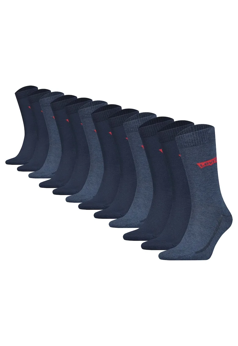 Set de 12 perechi de sosete lungi cu logo, Albastru