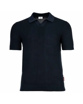 Tricou polo cu aspect texturat, Albastru inchis