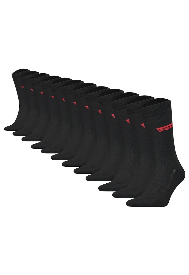 Set de 12 perechi de sosete lungi cu logo, Negru