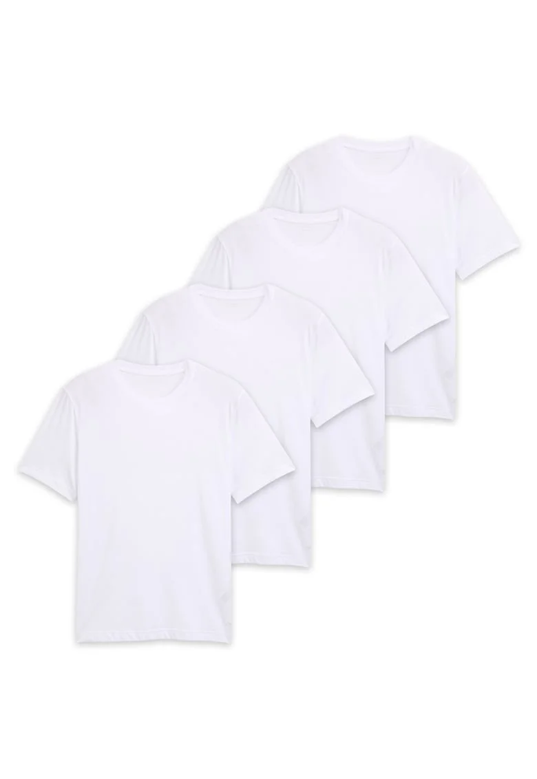 Set de 4 tricouri uni, Alb