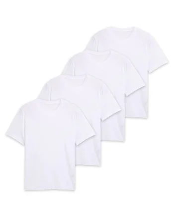 Set de 4 tricouri uni, Alb