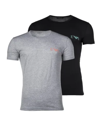 Set de 2 tricouri din amestec de bumbac, Negru/Gri