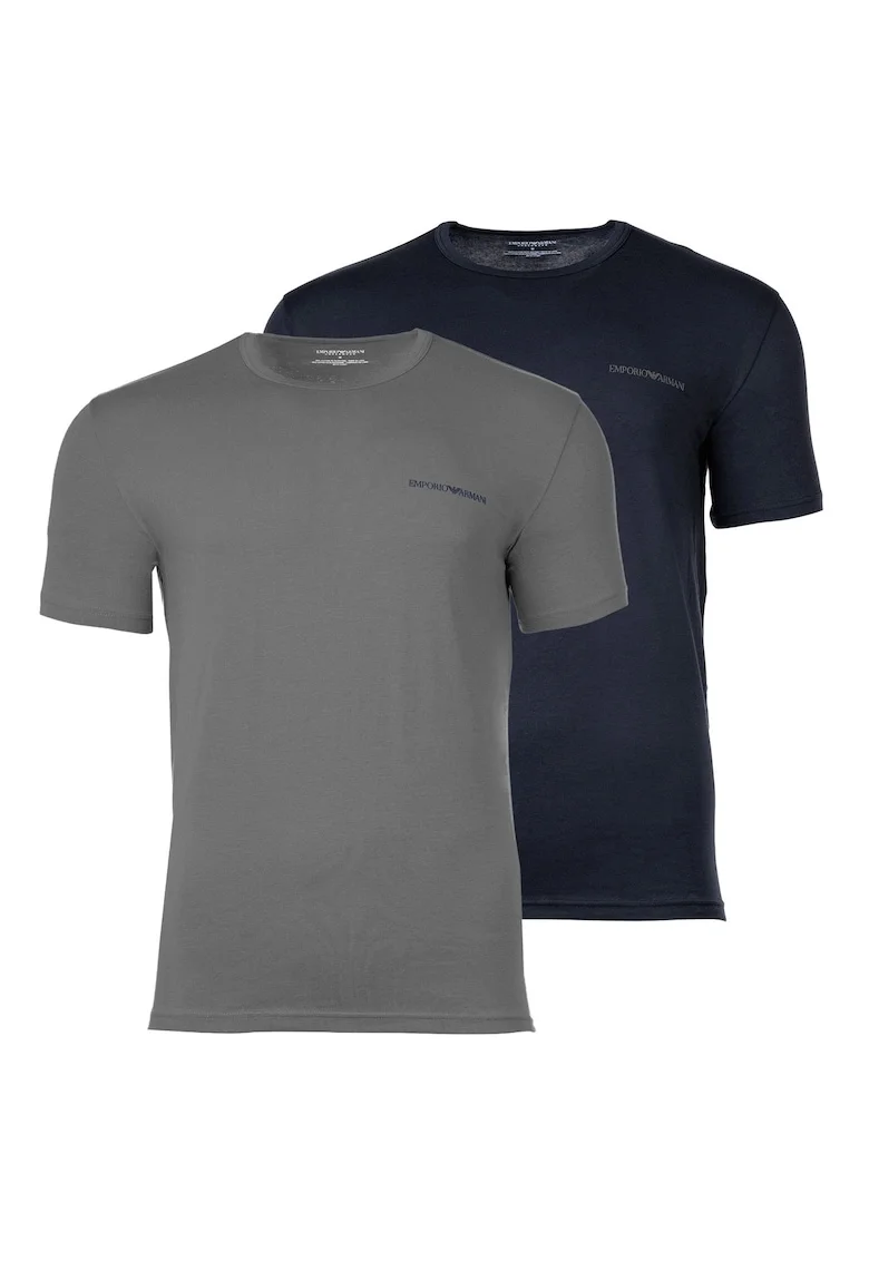 Set de 2 tricouri din amestec de bumbac, Gri/Albastru