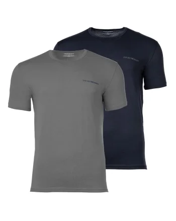 Set de 2 tricouri din amestec de bumbac, Gri/Albastru