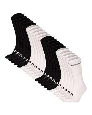 Set de 20 perechi de sosete lungi unisex cu imprimeu logo, Alb/Negru