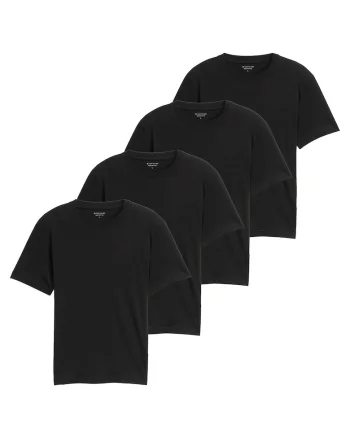 Set de 4 tricouri uni, Negru