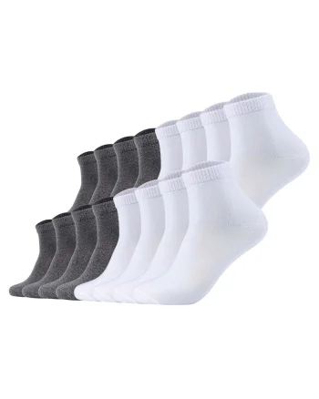 Set de 16 perechi de sosete unisex pana la glezna, Alb/Gri