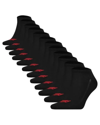 Set de 12 perechi de sosete unisex scurte cu logo, Negru