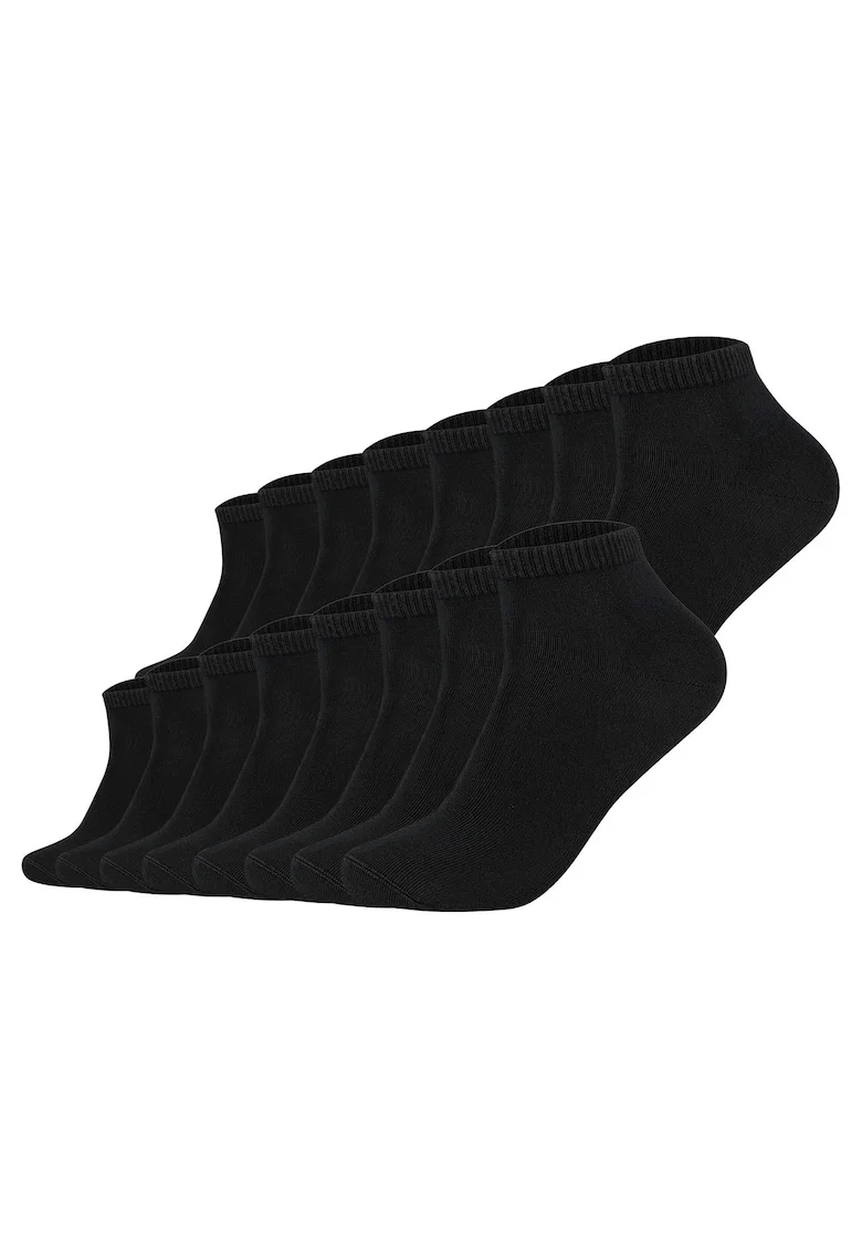 Set de 16 perechi de sosete unisex pana la glezna, Negru