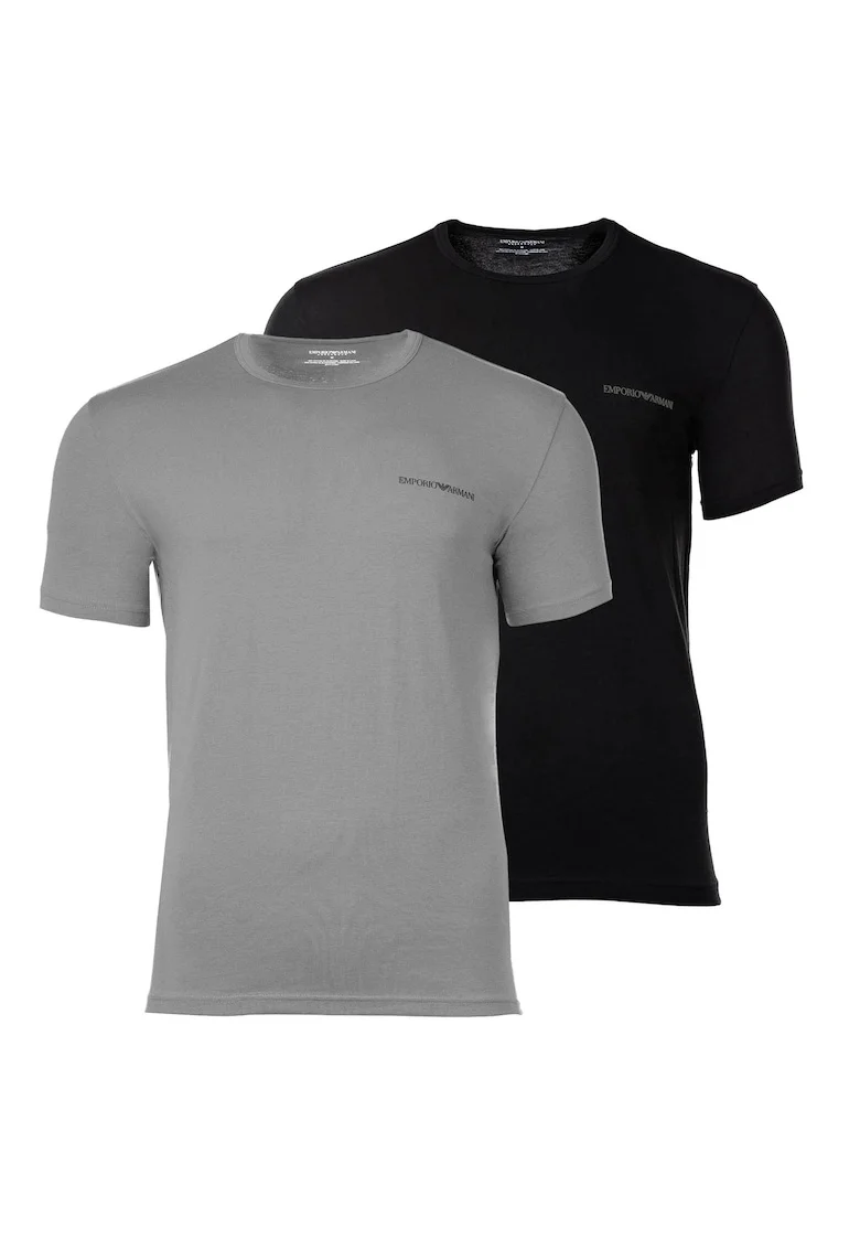 Set de 2 tricouri din amestec de bumbac, Negru/Gri