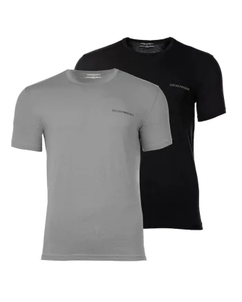Set de 2 tricouri din amestec de bumbac, Negru/Gri