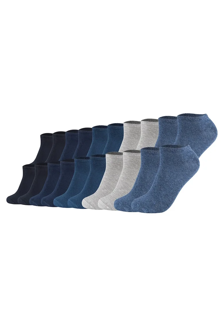 Set de 20 de perechi de sosete unisex pana la glezna, Gri/Albastru