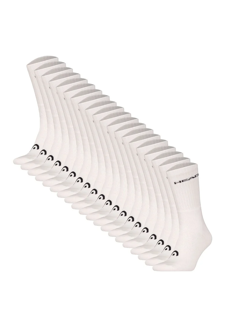 Set de 20 perechi de sosete lungi unisex cu imprimeu logo, Alb