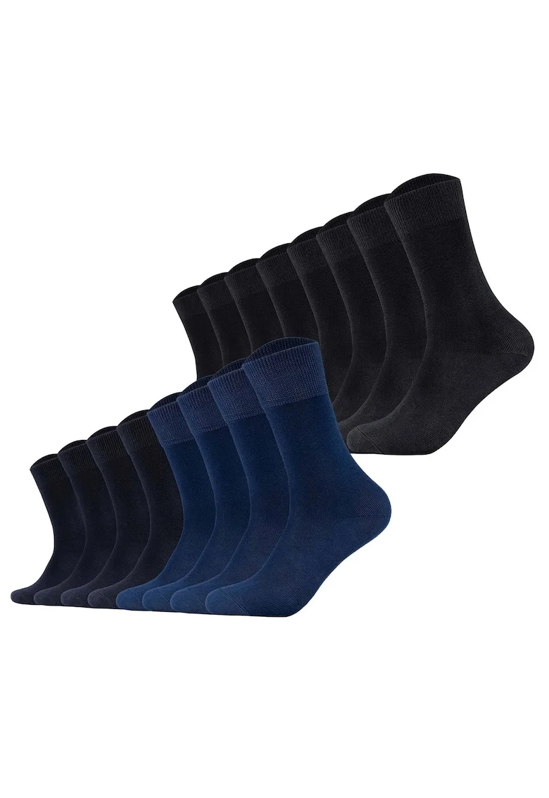 Set de 16 perechi de sosete unisex cu model uni, Negru/Bleumarin