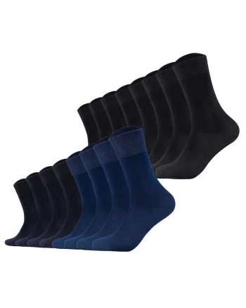 Set de 16 perechi de sosete unisex cu model uni, Negru/Bleumarin