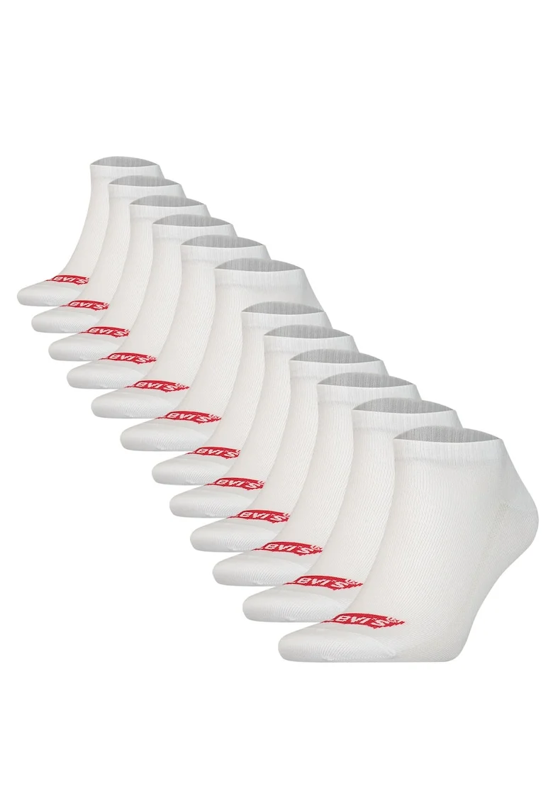 Set de 12 perechi de sosete unisex scurte cu logo, Alb