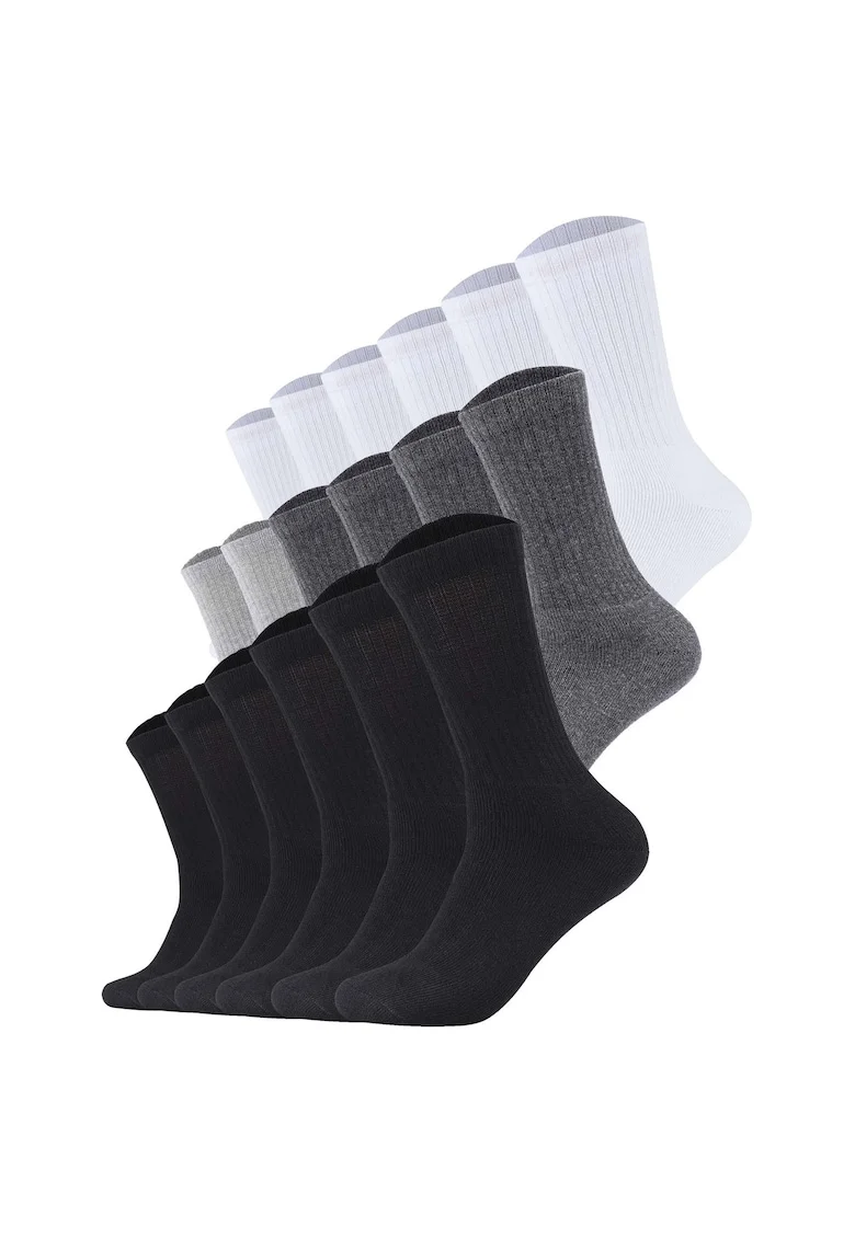 Set de 18 perechi de sosete lungi Essentials, Alb/Negru/Gri