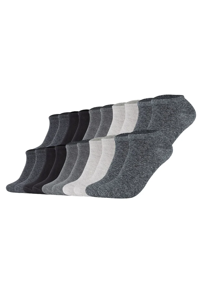 Set de 20 de perechi de sosete unisex pana la glezna, Negru/Gri