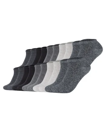 Set de 20 de perechi de sosete unisex pana la glezna, Negru/Gri
