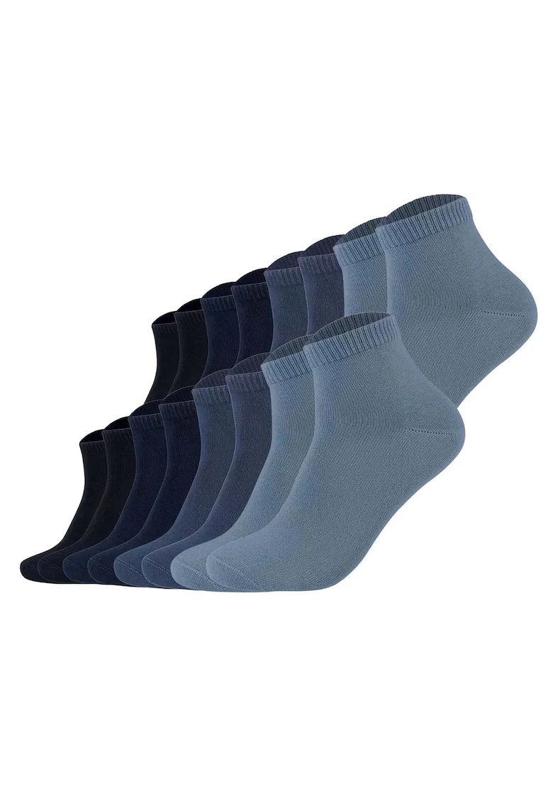 Set de 16 perechi de sosete unisex pana la glezna, Albastru
