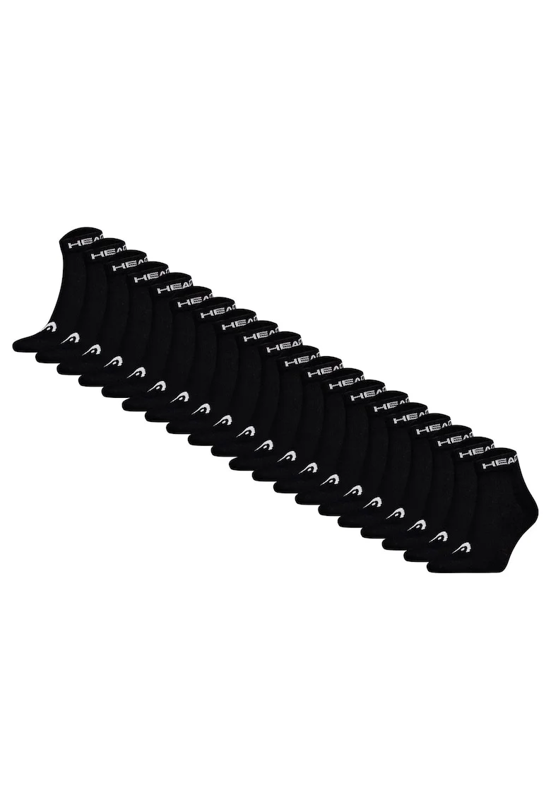 Set de 20 de perechi de sosete scurte unisex cu imprimeu logo, Negru